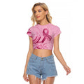 Aotearoa Maori Raglan Cropped T Shirt Pink Fern Ribbons - Aussie Hoodie