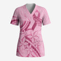 Aotearoa Maori Scrub Top Pink Fern Ribbons - Aussie Hoodie