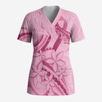 Aotearoa Maori Scrub Top Pink Fern Ribbons - Aussie Hoodie