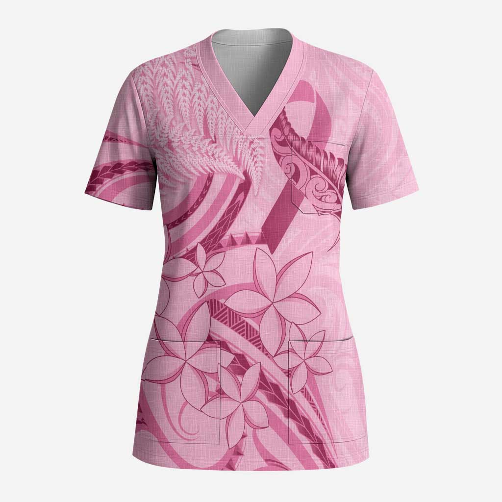 Aotearoa Maori Scrub Top Pink Fern Ribbons - Aussie Hoodie