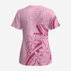 Aotearoa Maori Scrub Top Pink Fern Ribbons - Aussie Hoodie