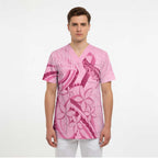 Aotearoa Maori Scrub Top Pink Fern Ribbons - Aussie Hoodie