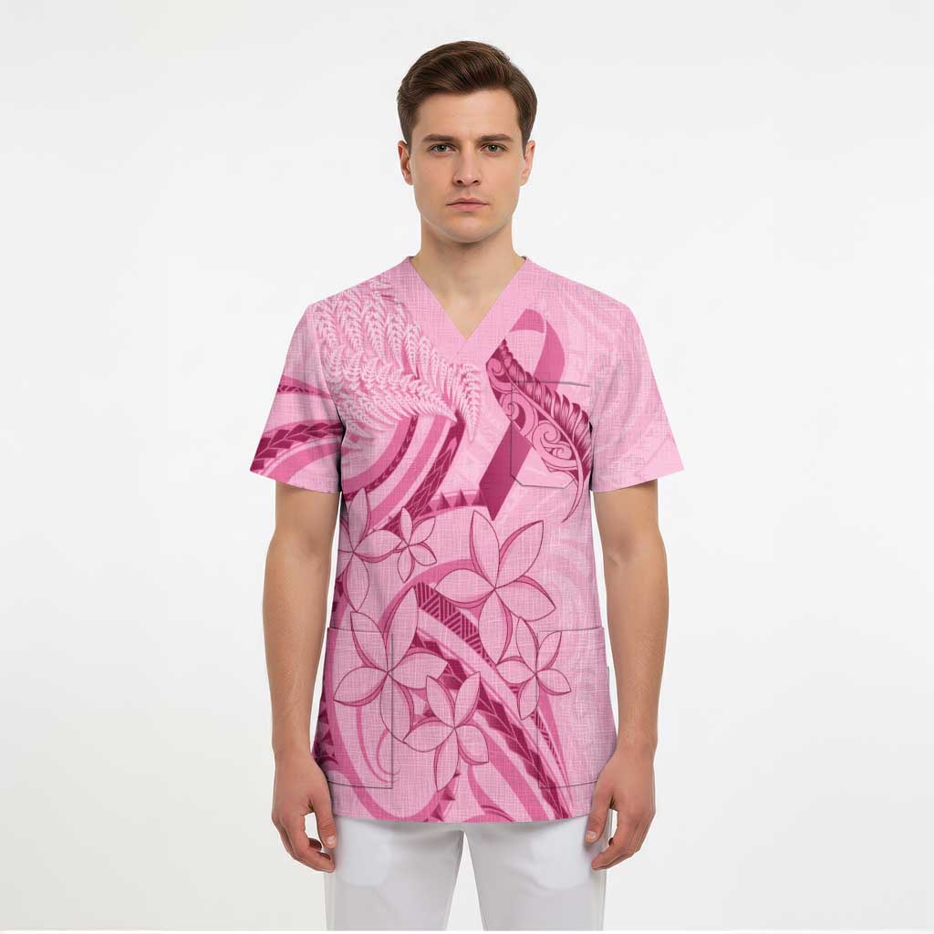 Aotearoa Maori Scrub Top Pink Fern Ribbons - Aussie Hoodie