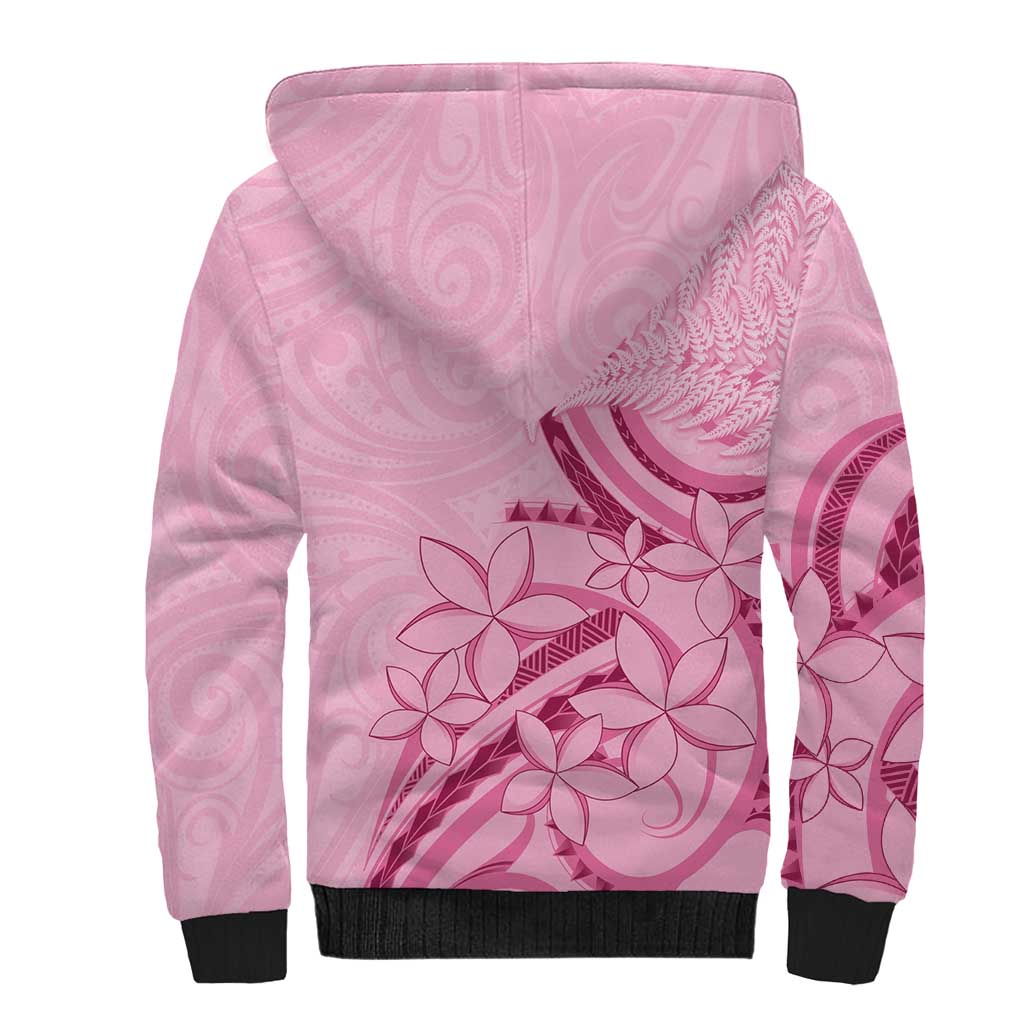 Aotearoa Maori Sherpa Hoodie Pink Fern Ribbons - Aussie Hoodie