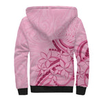 Aotearoa Maori Sherpa Hoodie Pink Fern Ribbons - Aussie Hoodie