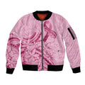 Aotearoa Maori Sleeve Zip Bomber Jacket Pink Fern Ribbons - Aussie Hoodie