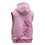 Aotearoa Maori Sleeveless Hoodie Pink Fern Ribbons - Aussie Hoodie