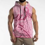 Aotearoa Maori Sleeveless Hoodie Pink Fern Ribbons - Aussie Hoodie