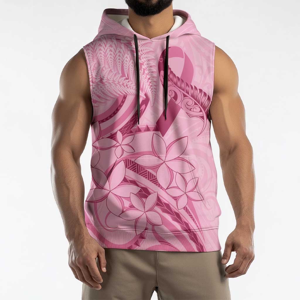 Aotearoa Maori Sleeveless Hoodie Pink Fern Ribbons - Aussie Hoodie