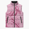 Aotearoa Maori Sleeveless Puffer Jacket Pink Fern Ribbons - Aussie Hoodie