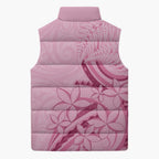 Aotearoa Maori Sleeveless Puffer Jacket Pink Fern Ribbons - Aussie Hoodie
