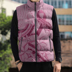 Aotearoa Maori Sleeveless Puffer Jacket Pink Fern Ribbons - Aussie Hoodie