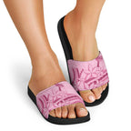 Aotearoa Maori Slide Sandals Pink Fern Ribbons - Aussie Hoodie