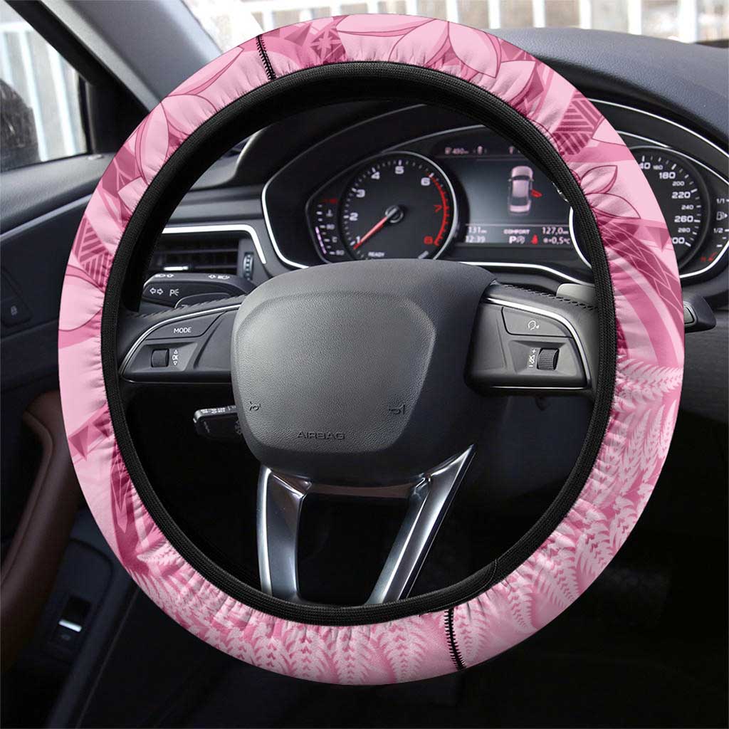 Aotearoa Maori Steering Wheel Cover Pink Fern Ribbons - Aussie Hoodie