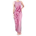 Aotearoa Maori Tank Maxi Dress Pink Fern Ribbons - Aussie Hoodie