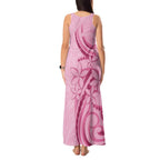 Aotearoa Maori Tank Maxi Dress Pink Fern Ribbons - Aussie Hoodie