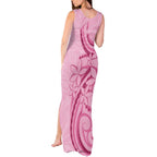 Aotearoa Maori Tank Maxi Dress Pink Fern Ribbons - Aussie Hoodie