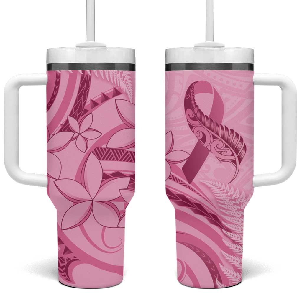 Aotearoa Maori Tumbler With Handle Pink Fern Ribbons - Aussie Hoodie