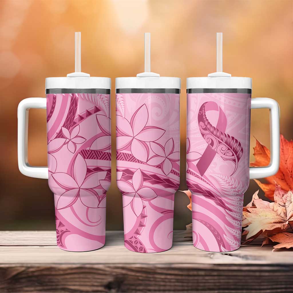 Aotearoa Maori Tumbler With Handle Pink Fern Ribbons - Aussie Hoodie