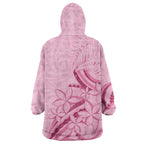 Aotearoa Maori Wearable Blanket Hoodie Pink Fern Ribbons - Aussie Hoodie