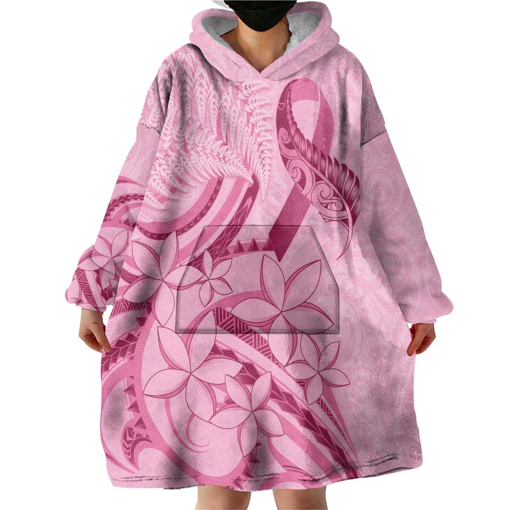 Aotearoa Maori Wearable Blanket Hoodie Pink Fern Ribbons - Aussie Hoodie