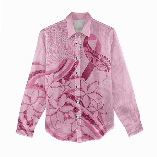 Aotearoa Maori Women Casual Shirt Pink Fern Ribbons - Aussie Hoodie