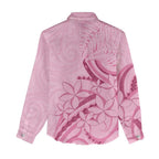 Aotearoa Maori Women Casual Shirt Pink Fern Ribbons - Aussie Hoodie