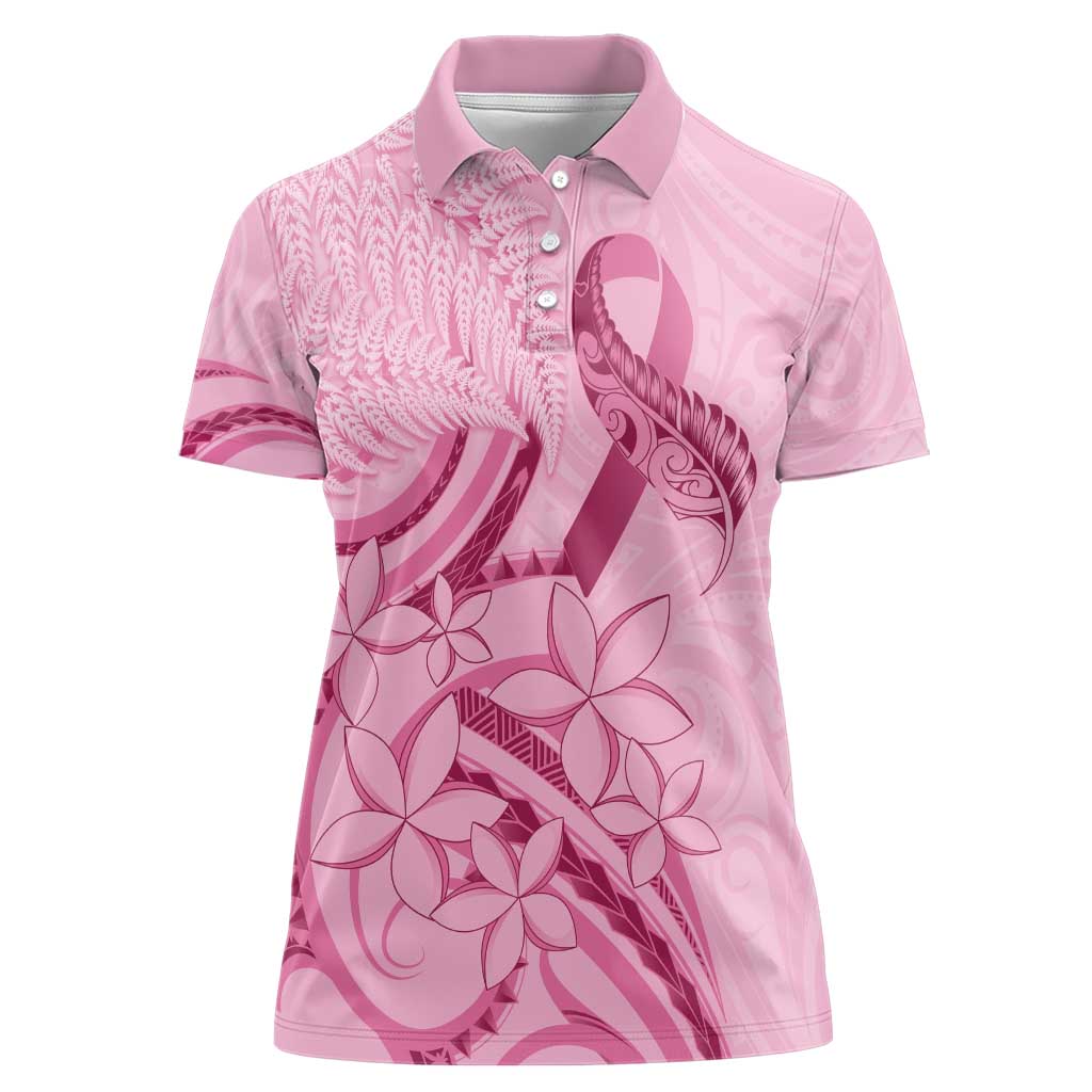 Aotearoa Maori Women Polo Shirt Pink Fern Ribbons - Aussie Hoodie