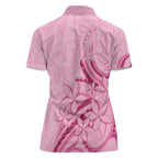 Aotearoa Maori Women Polo Shirt Pink Fern Ribbons - Aussie Hoodie