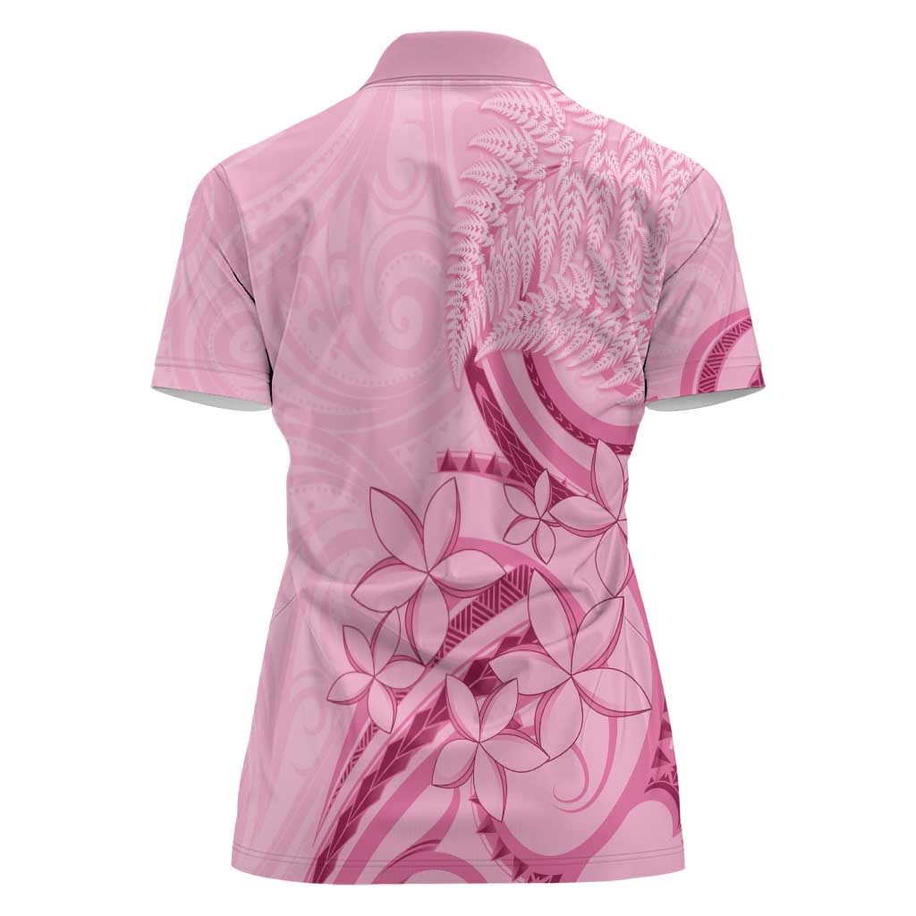 Aotearoa Maori Women Polo Shirt Pink Fern Ribbons - Aussie Hoodie