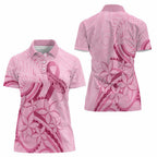 Aotearoa Maori Women Polo Shirt Pink Fern Ribbons - Aussie Hoodie
