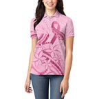Aotearoa Maori Women Polo Shirt Pink Fern Ribbons - Aussie Hoodie