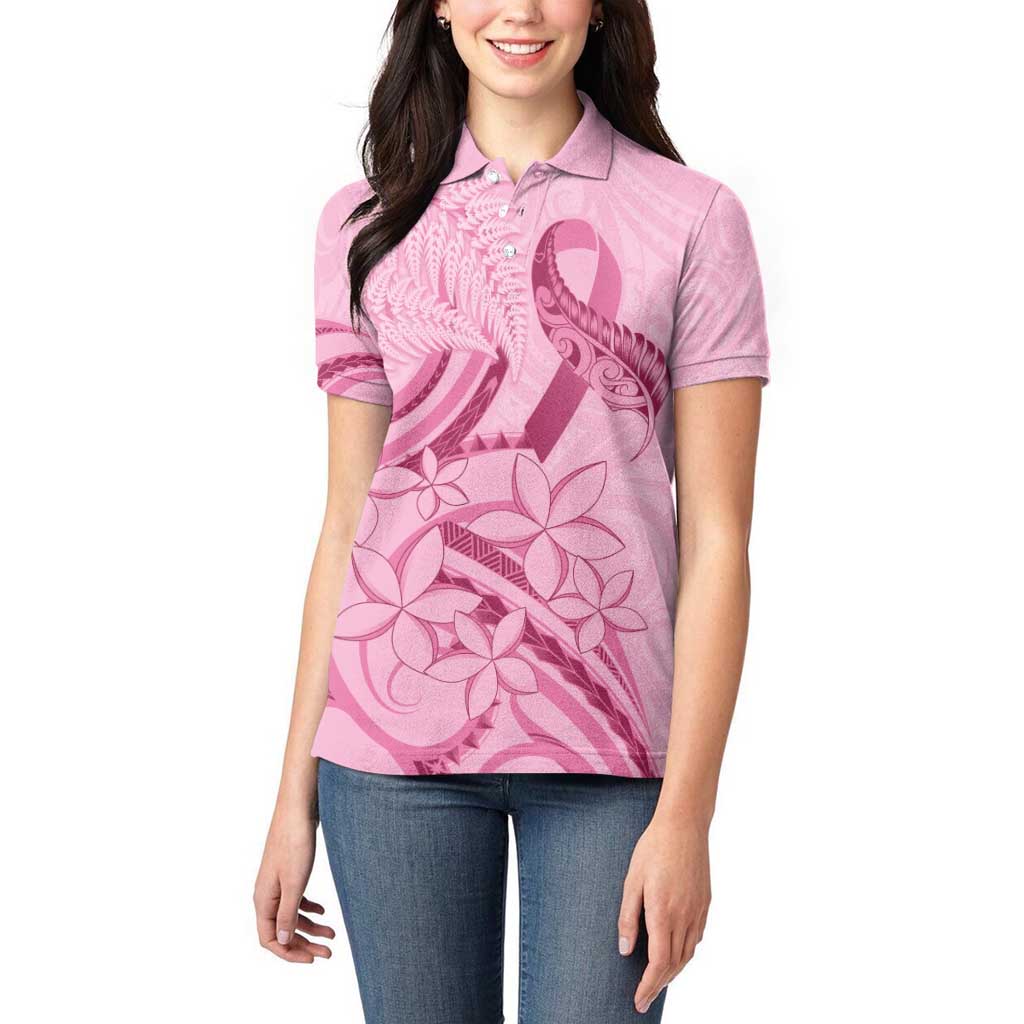Aotearoa Maori Women Polo Shirt Pink Fern Ribbons - Aussie Hoodie