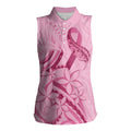 Aotearoa Maori Women Sleeveless Polo Shirt Pink Fern Ribbons - Aussie Hoodie