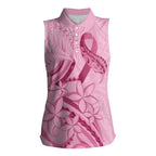 Aotearoa Maori Women Sleeveless Polo Shirt Pink Fern Ribbons - Aussie Hoodie