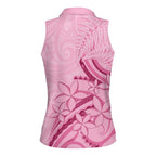 Aotearoa Maori Women Sleeveless Polo Shirt Pink Fern Ribbons - Aussie Hoodie
