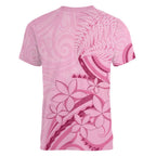 Aotearoa Maori Women V-Neck T-Shirt Pink Fern Ribbons - Aussie Hoodie