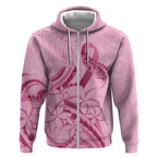 Aotearoa Maori Zip Hoodie Pink Fern Ribbons - Aussie Hoodie