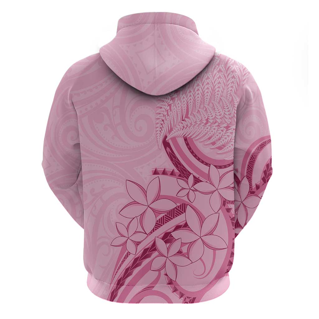 Aotearoa Maori Zip Hoodie Pink Fern Ribbons - Aussie Hoodie