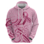 Aotearoa Maori Zip Hoodie Pink Fern Ribbons - Aussie Hoodie