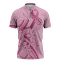 Aotearoa Maori Zipper Polo Shirt Pink Fern Ribbons - Aussie Hoodie
