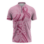 Aotearoa Maori Zipper Polo Shirt Pink Fern Ribbons - Aussie Hoodie