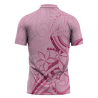 Aotearoa Maori Zipper Polo Shirt Pink Fern Ribbons - Aussie Hoodie