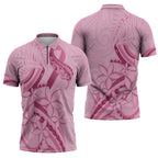 Aotearoa Maori Zipper Polo Shirt Pink Fern Ribbons - Aussie Hoodie