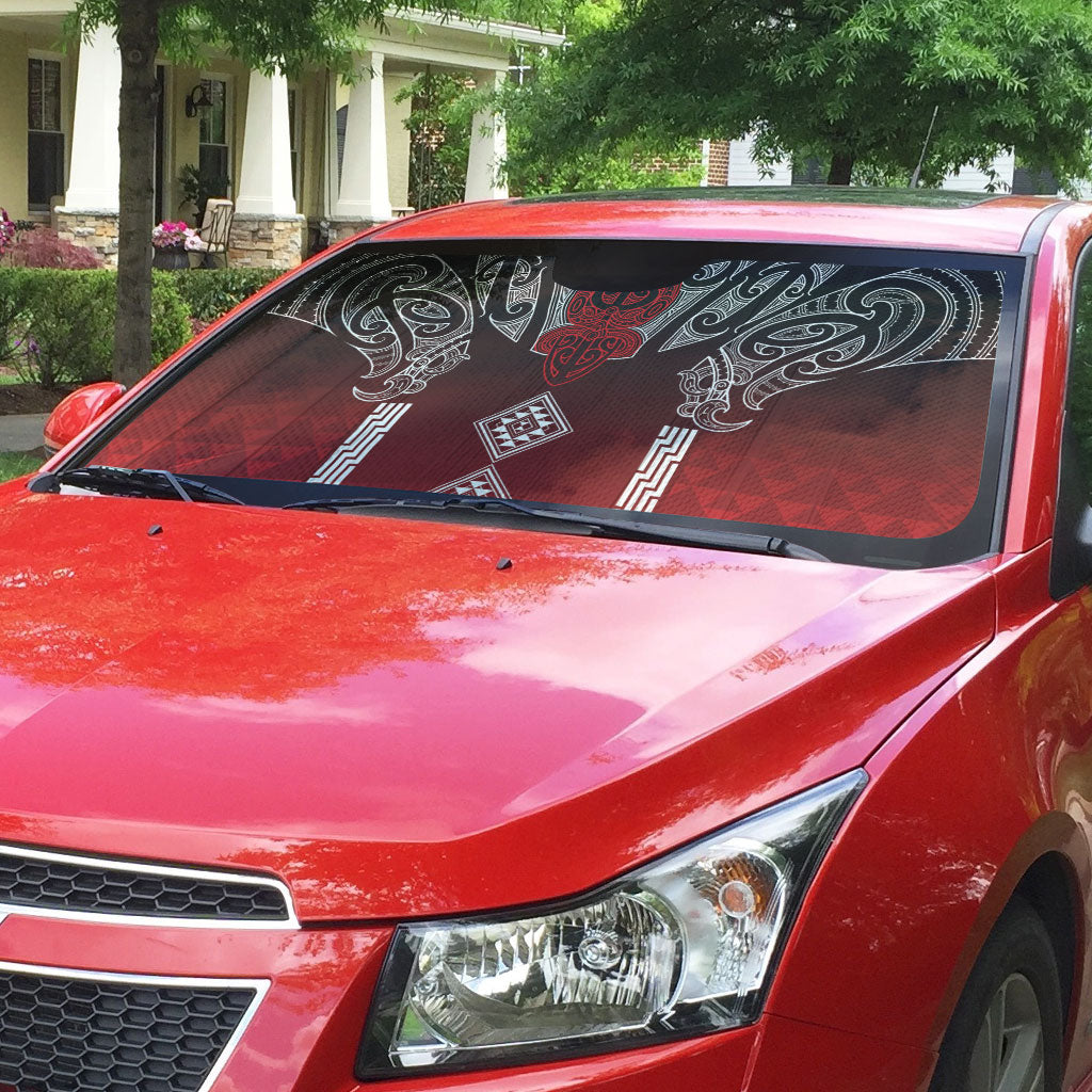 Aotearoa Maori Iwi Heritage Auto Sun Shade Ngapuhi Kokowai