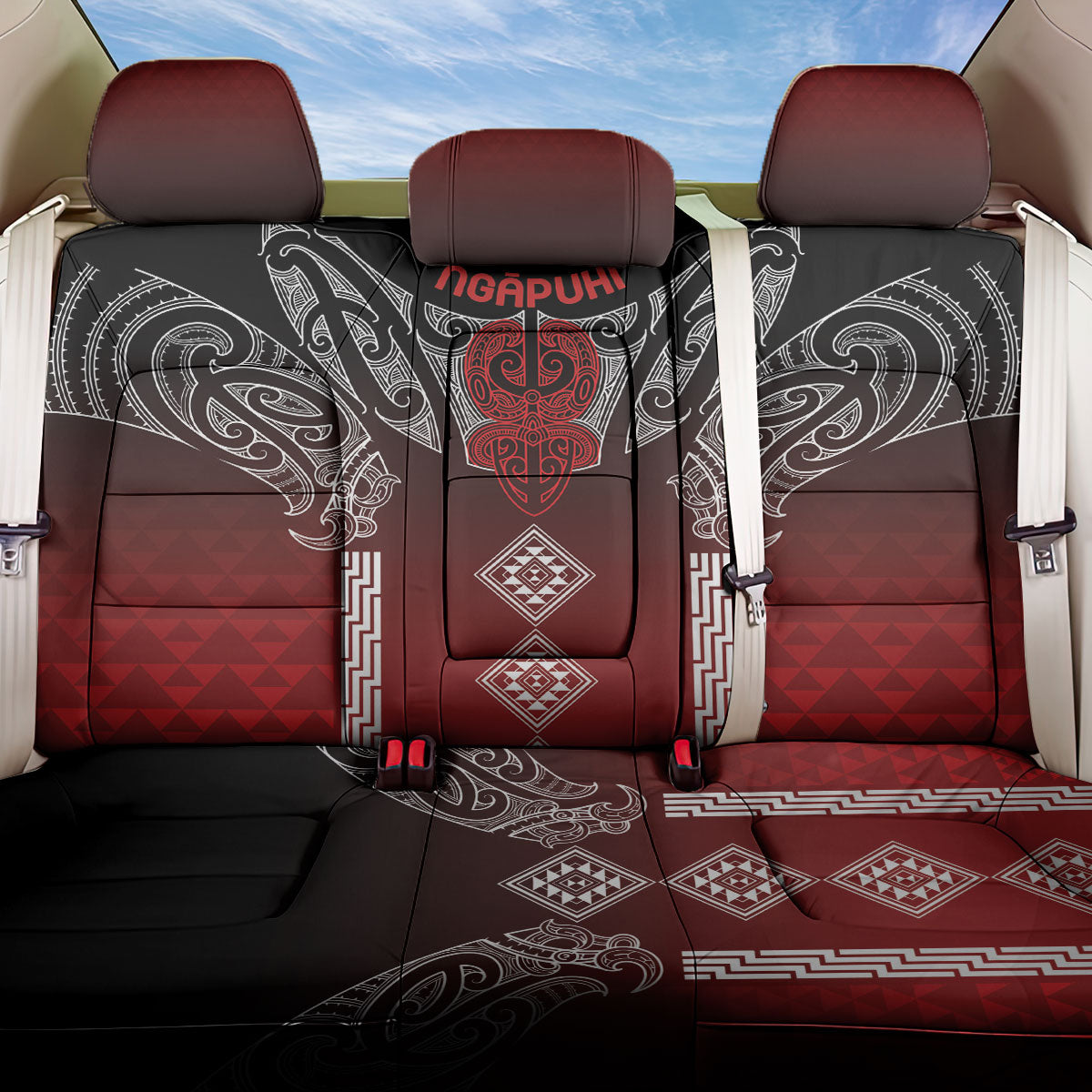Aotearoa Maori Iwi Heritage Back Car Seat Cover Ngapuhi Kokowai