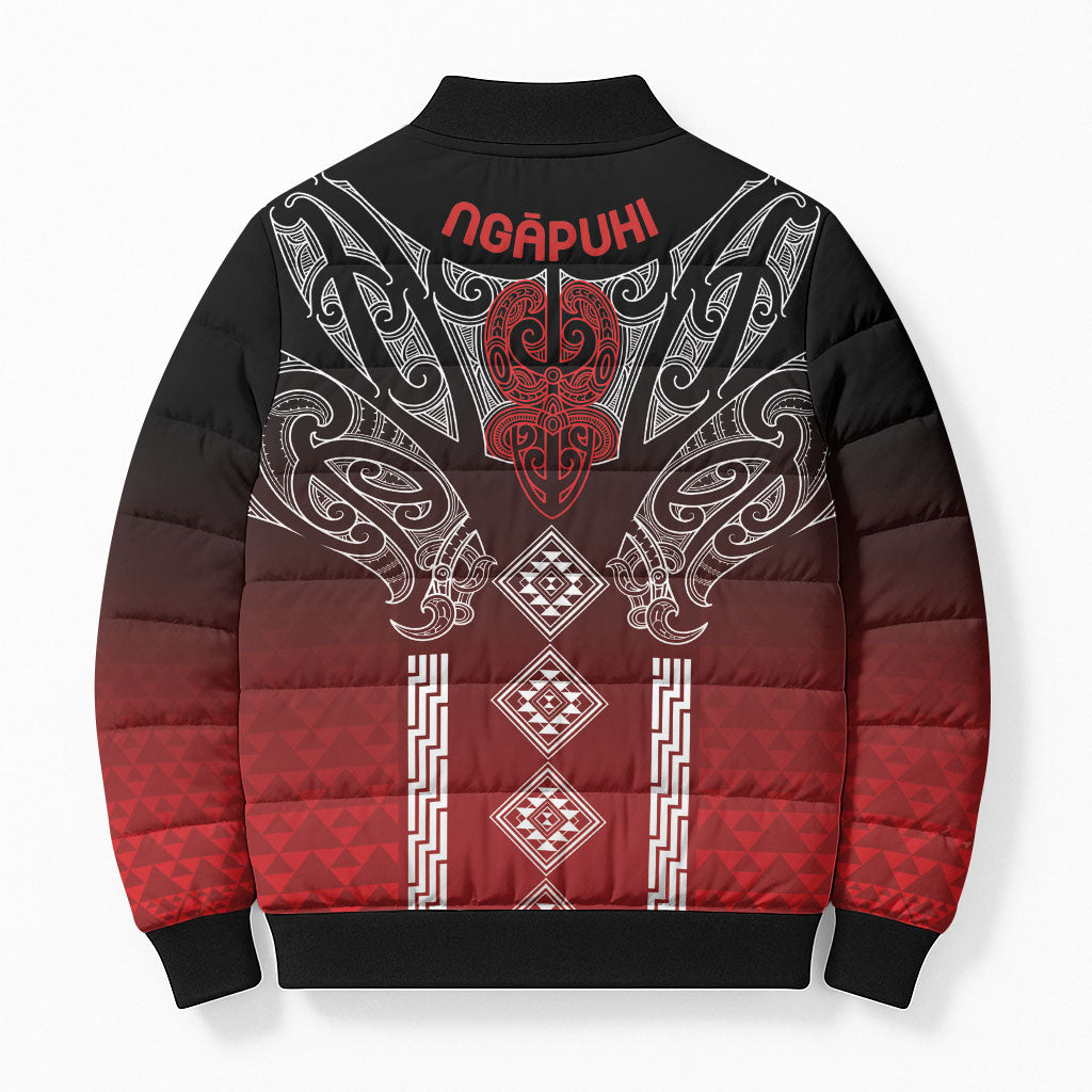 Aotearoa Maori Iwi Heritage Bomber Puffer Jacket Ngapuhi Kokowai