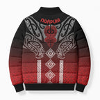 Aotearoa Maori Iwi Heritage Bomber Puffer Jacket Ngapuhi Kokowai