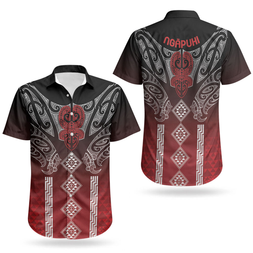 Aotearoa Maori Iwi Heritage Couples Matching Off Shoulder Maxi Dress and Hawaiian Shirt Ngapuhi Kokowai