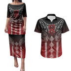 Aotearoa Maori Iwi Heritage Couples Matching Puletasi and Hawaiian Shirt Ngapuhi Kokowai